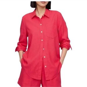 GAP The Easy Shirt Linen Button-Down Women’s SZ L * Salmon Color NWT